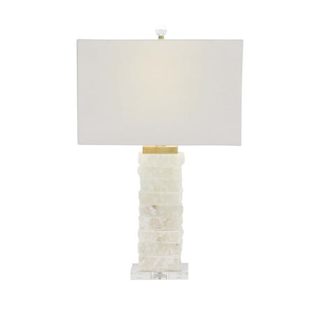 Acrylic Modern Table Lamp - Decmode Modern White Textured Marble and Acrylic Table Lamp, White