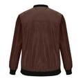 thumbnail image 4 of Aueoeo Men's Bomber Jackets Full Zip Embroidered Jacket Winderpoof Lightweight Stand Up Collar Sport Coat With Pockets Coffee L, 4 of 5