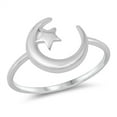 thumbnail image 1 of Moon Star High Polish Ring .925 Sterling Silver Band Jewelry Female Male Unisex Size 7, 1 of 4