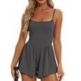 thumbnail image 2 of WCMZJ Women Rompers Summer Casual Sleeveless Spaghetti Strap Jumpsuit Built-in Shorts Athletic Workout One Piece Outfits Gray 2XL, 2 of 8