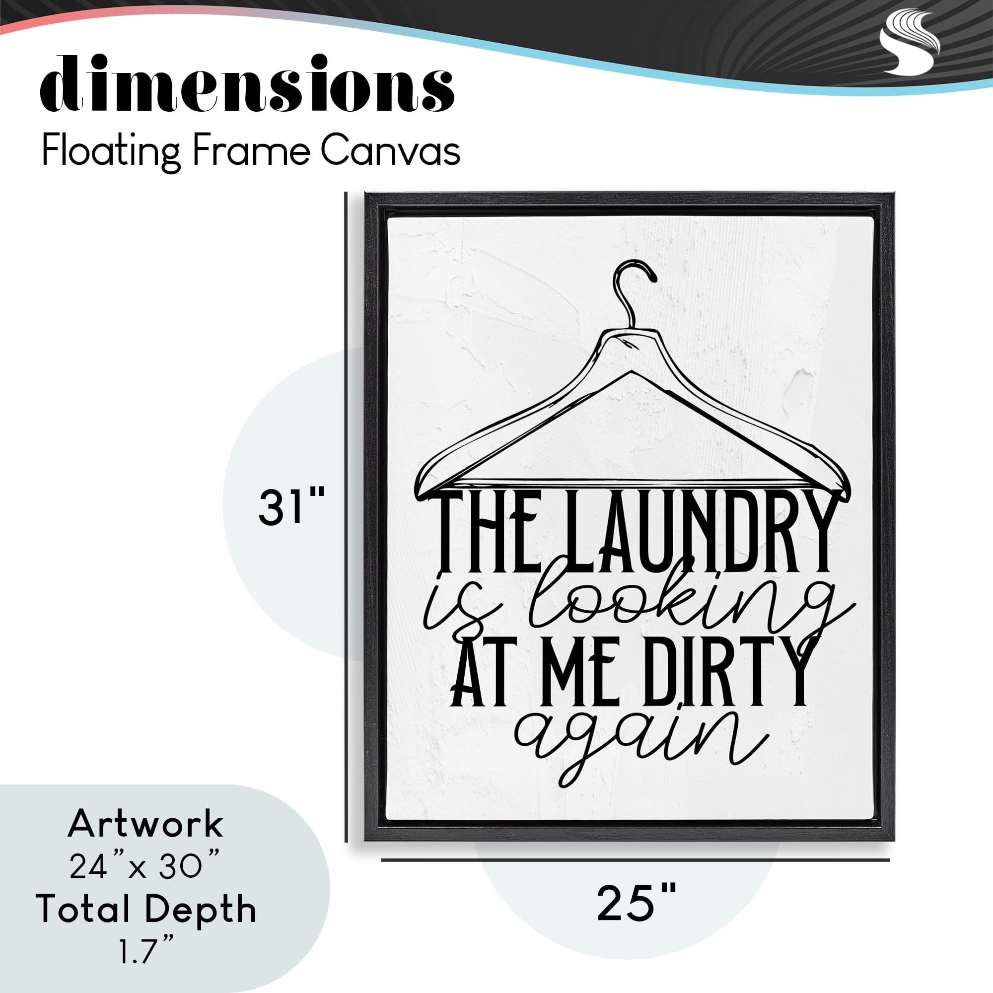 Laundry Is Looking At Me Dirty Black Framed Floater Canvas Wall Art, design by Kim Allen