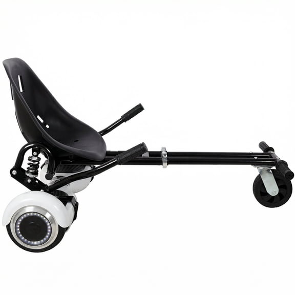Hoverboard Go Kart Attachment for 6.5 8 10 Hoverboards, Dual Pole & Dual Shock Absorber, Sturdy Adjustable Frame, Black