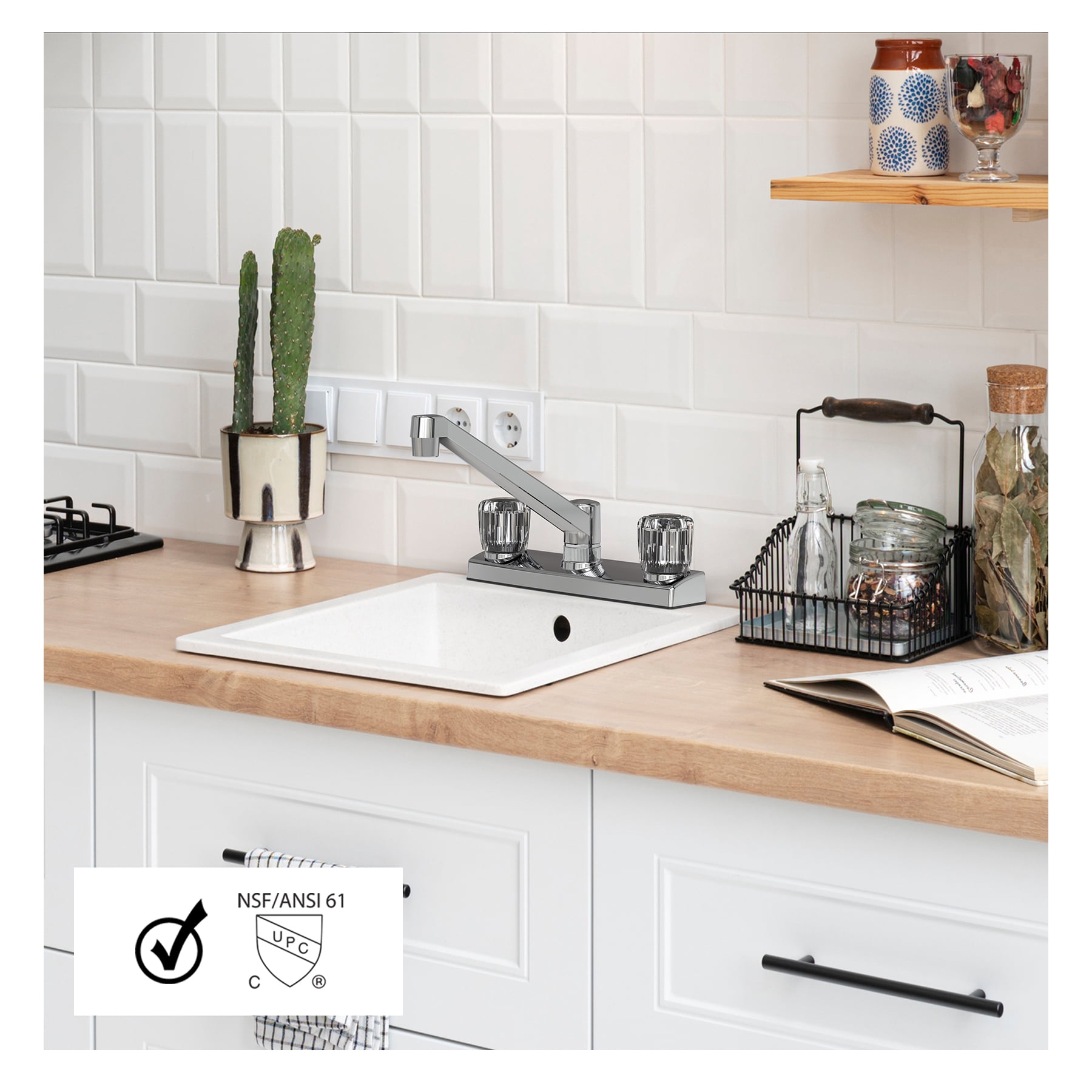 WMF ABS Plastic Silver Double Handle Kitchen Faucet
