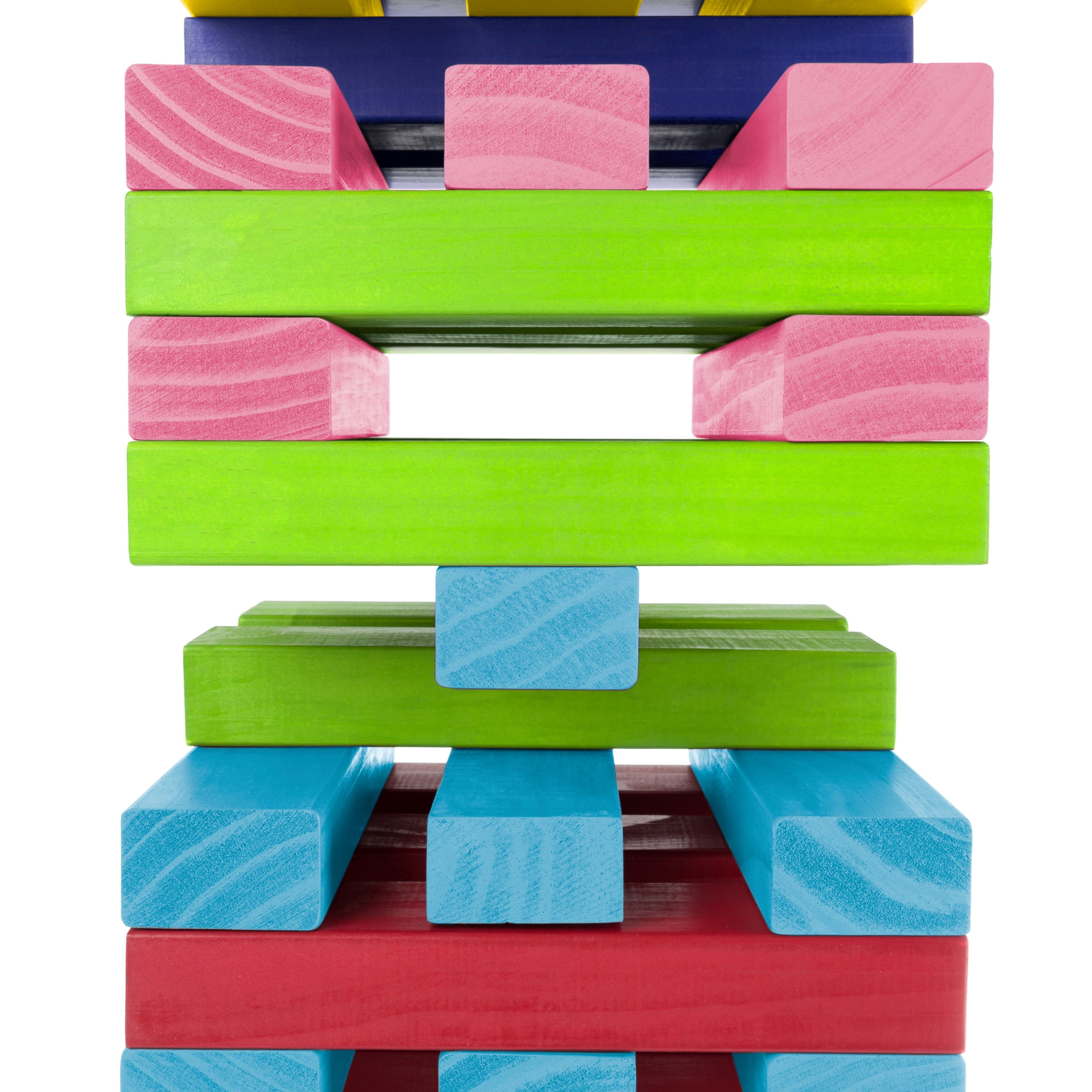 Hey! Play! Nontraditional Giant Wooden Blocks Tower Stacking Game with  Dice, Outdoor Yard Game, for Adults, Kids, Boys and Girls (Rainbow Color)