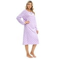 thumbnail image 4 of Women's Polka Dot Nightgown Long Sleeve Button Up Nightshirt Over Knee Length Nightdress Casual Soft Sleep Dress Loungewear, S-2XL, 4 of 7