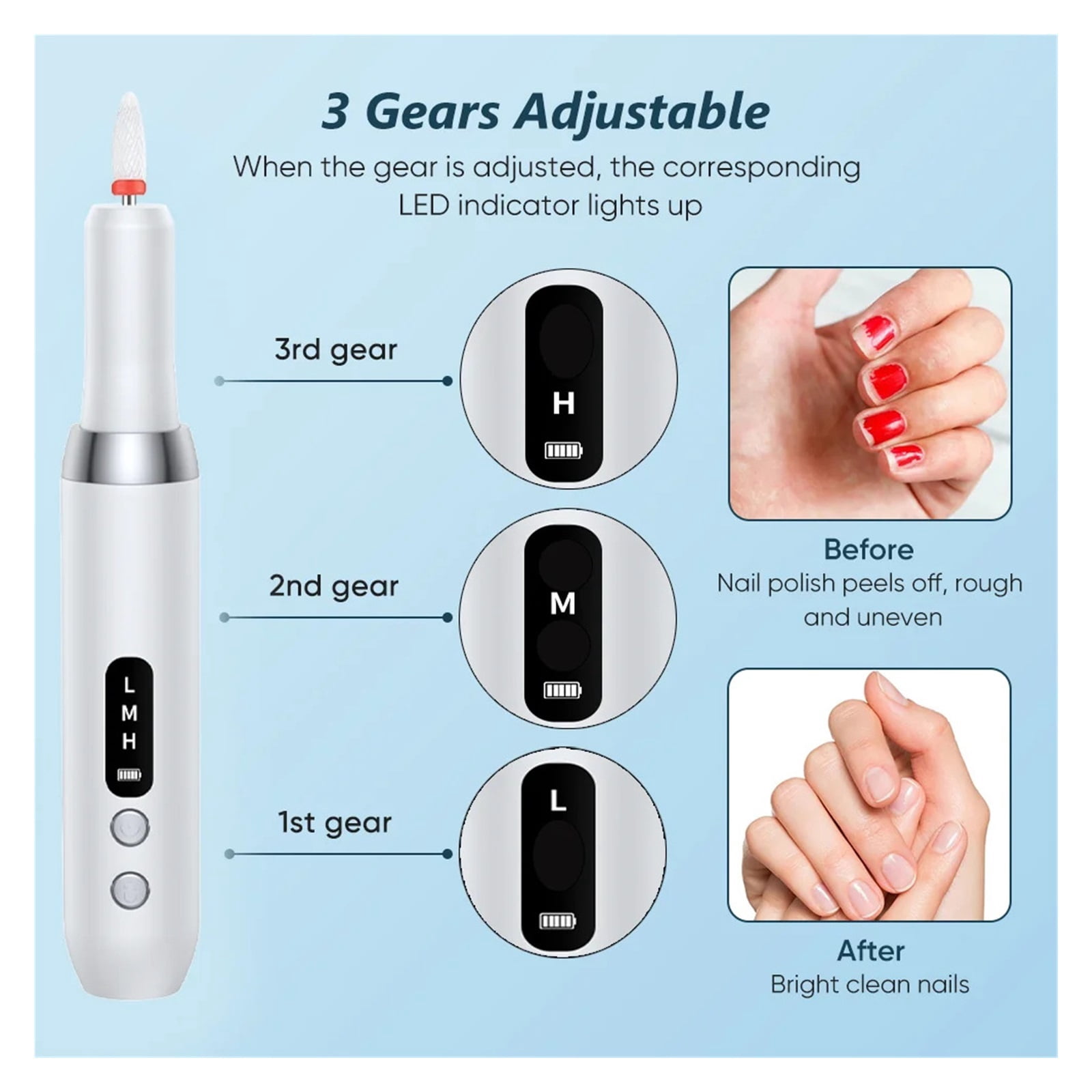 Electric Nail Polisher Drill Bits Professional Nails Grinding Polishing Dead Skin Removal Art Sanding File Pen Manicure Machine