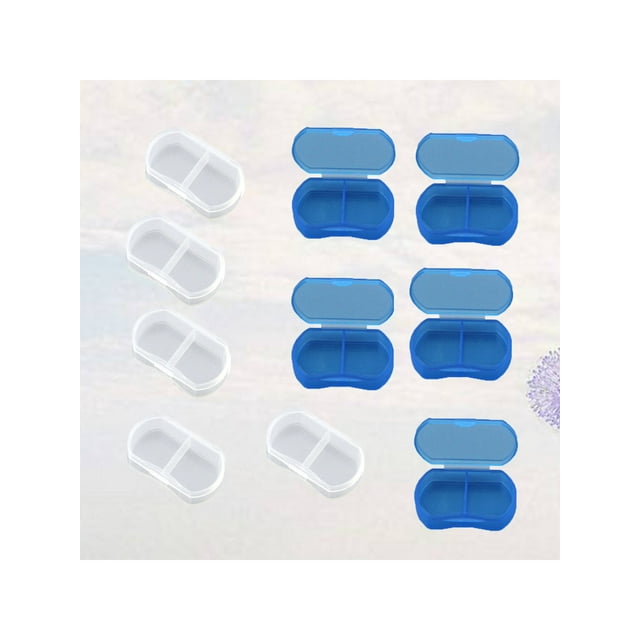 10PCS Boîte à Pilules Mini 2 Grilles Conteneur de Médicament Portable en Plastique pour l'Extérieur