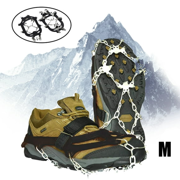 Upgraded Version of Walk Traction Ice Cleat Spikes Crampons,True Stainless Steel Spikes and Durable Silicone,Boots for Hiking On Ice & Snow Ground,Mountian M