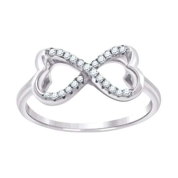 925 Sterling Silver Womens Cubic Zirconia Infinity Love Heart Ring Size 10 Statement Ring for Women