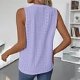 thumbnail image 4 of WQNVRNR Womens Pleated Tops- Crewneck Eyelet Casual Summer Sleeveless Tanks Purple Size 2XL, 4 of 9