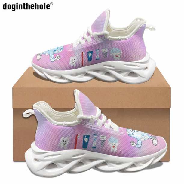 Doginthehole - Zapatillas de deporte informales de verano para mujer, zapatillas de exterior, tendencia de moda, nuevas zapatillas para correr con estampado de dientes de amor, zapatillas deportivas c