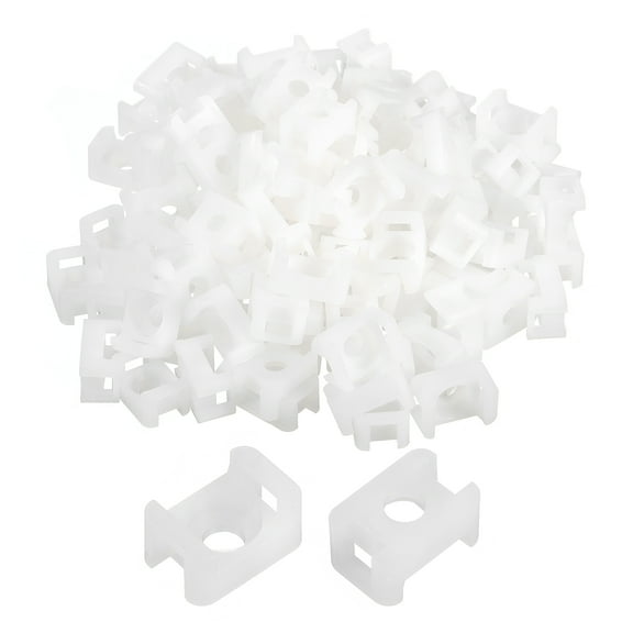 Uxcell 250pcs Cable Tie Base Saddle Type Mount Wire Holder, 0.6"x0.4"x0.27" Wire Clips Organizer Clamp White 0.16"Dia