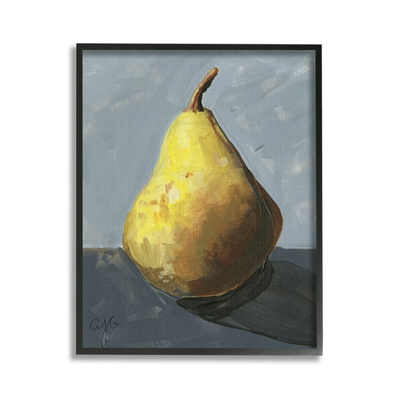 Stupell Industries Abstract Shadowed Pear Food & Beverage Painting Black Framed Art Print Wall Art, 11 x 14