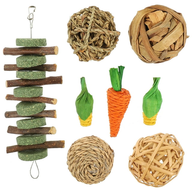 Miangastore 8pcs Small Pets Enrichment Toys Hamsters Rats Guinea Pig Teeth Grinding Chew Toys