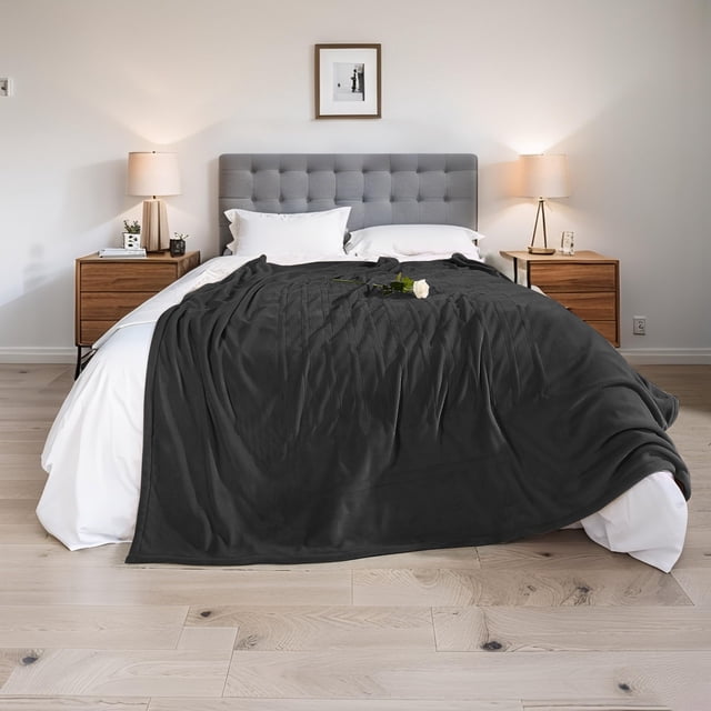 Electric Heated Blanket King Size 90"x100" - 4 Heat Settings, 10H Auto Shut Off, Soft Coral Microplush & Sherpa Fabric, Machine Washable, Iron Gray