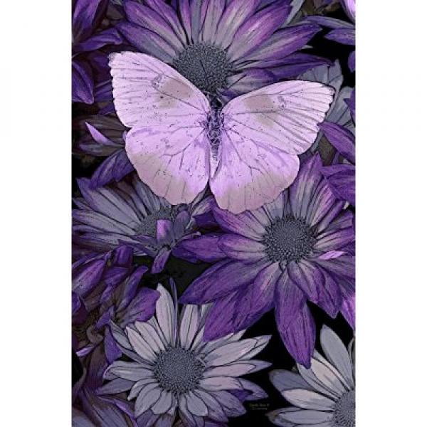 Purple Butterfly Painting Giclee Print on Canvas, Stretched and Framed, Modern Home Decoration