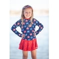 thumbnail image 4 of Millie Loves Lily Girls Red,Wht,Blue Stars & Stripes Rashquard With Skirty Bottom and Shorts, Big Girls Size 8, 3-pcs, UPF 50+, 4 of 5