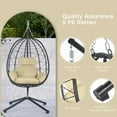 thumbnail image 5 of Outdoor Egg Chair, Patio Wicker Swing Egg Chair with Stand, Steel Frame, Soft Cushion and Pillow for Home Bedroom Patio Balcony, 350-Pound Weight Capacity, Khaki, 5 of 10