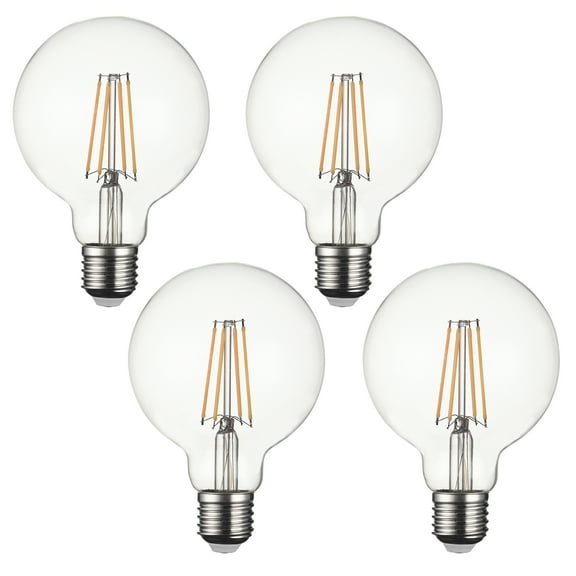 SDLUXBULB Vintage Edison light bulb 8W 1000LM 100W Equivalent dimmable LED Bulb G30 Globe, Warm White 2700K E26 Medium Base, 4 PCS