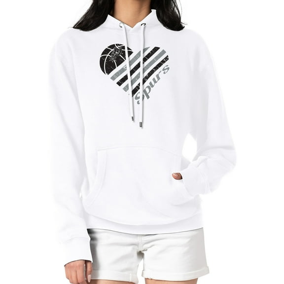 Women's G-III 4Her by Carl Banks  White San Antonio Spurs  Heart Pullover Hoodie
