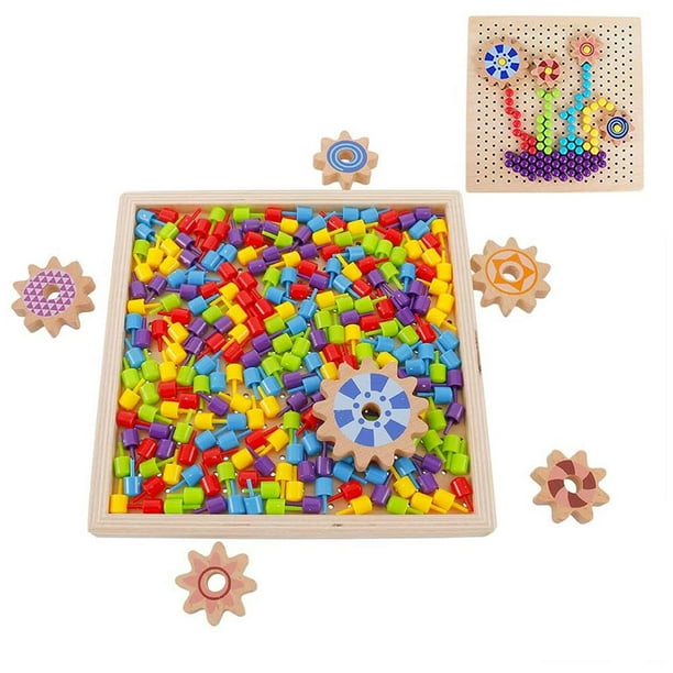 Ustyle Kids Mushroom Nails Pegboard DIY Kit Wooden Peg Board Jigsaw