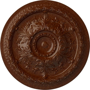 38 3/8"OD x 2 7/8"P Oslo Ceiling Medallion (Fits Canopies up to 7 5/8"), Hand-Painted Burnished Mahogany Crackle
