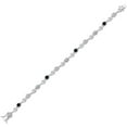 thumbnail image 2 of Gem Stone King 925 Sterling Silver White Lab Grown Diamond and Black Onyx Bracelet for Women (2.25 Cttw, Gemstone April Birthstone, Round 4MM, 7.5 inch), 2 of 6
