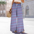 thumbnail image 2 of FUNUONY Flowy Wide Leg Palazzo Pants for Women - High Waist Casual Beach Lounge Stripe Pants Loose Dress Pants Stretchy Trousers Dress Petite Wide Leg Summer Beach Casual Trousers Light Violet Xl, 2 of 5