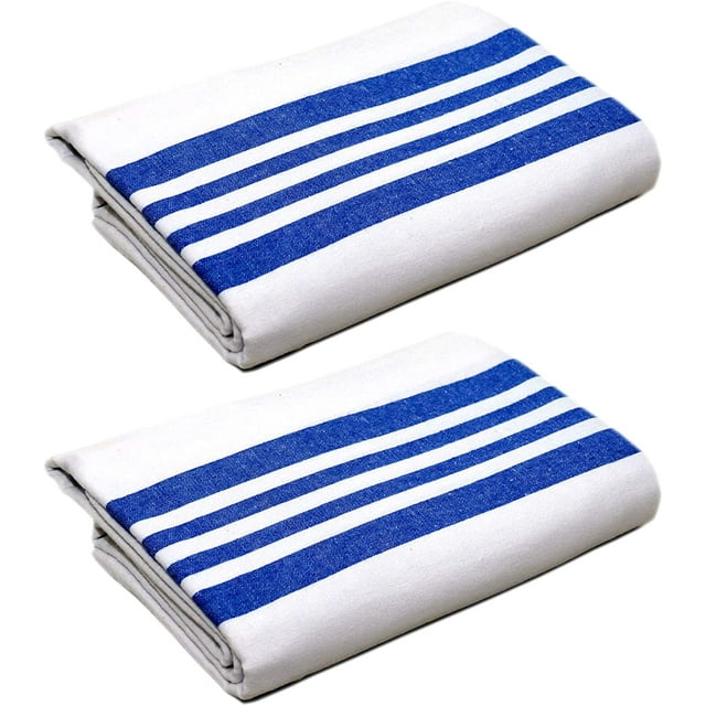Luxury Flannel Blanket, 2 Pack, Soft, Cozy, Comfortable Heavy Napping/Sleeping Bed Blanket, Lightweight (White with Blue Stripe) by Raymond Clarke (2)