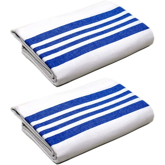 Luxury Flannel Blanket, 2 Pack, Soft, Cozy, Comfortable Heavy Napping/Sleeping Bed Blanket, Lightweight (White with Blue Stripe) by Raymond Clarke (2)