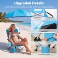 thumbnail image 3 of ELEKA Folding Beach Chairs for Adults， Extra Wide 21" Low Seat Camping Chairs with Removable Adjustable Umbrella, 3 of 9