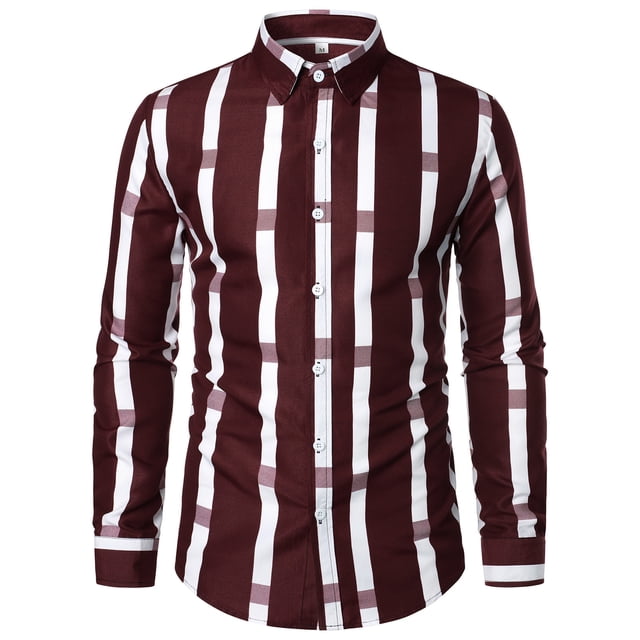 Cathalem Chemise Décontractée pour Hommes Texturée Sans Plis Non Rentrée, Vin L