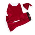 thumbnail image 2 of dmqupv Toddler Baby Kids Girls Suit Christmas Patchwork O Neck Pullover Tops Pants Hat Belt Set Outfits Red 2-3 Years, 2 of 5