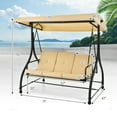 thumbnail image 3 of Gymax 3-Seat Outdoor Converting Patio Swing Glider Adjustable Canopy Porch Swing Beige, 3 of 10