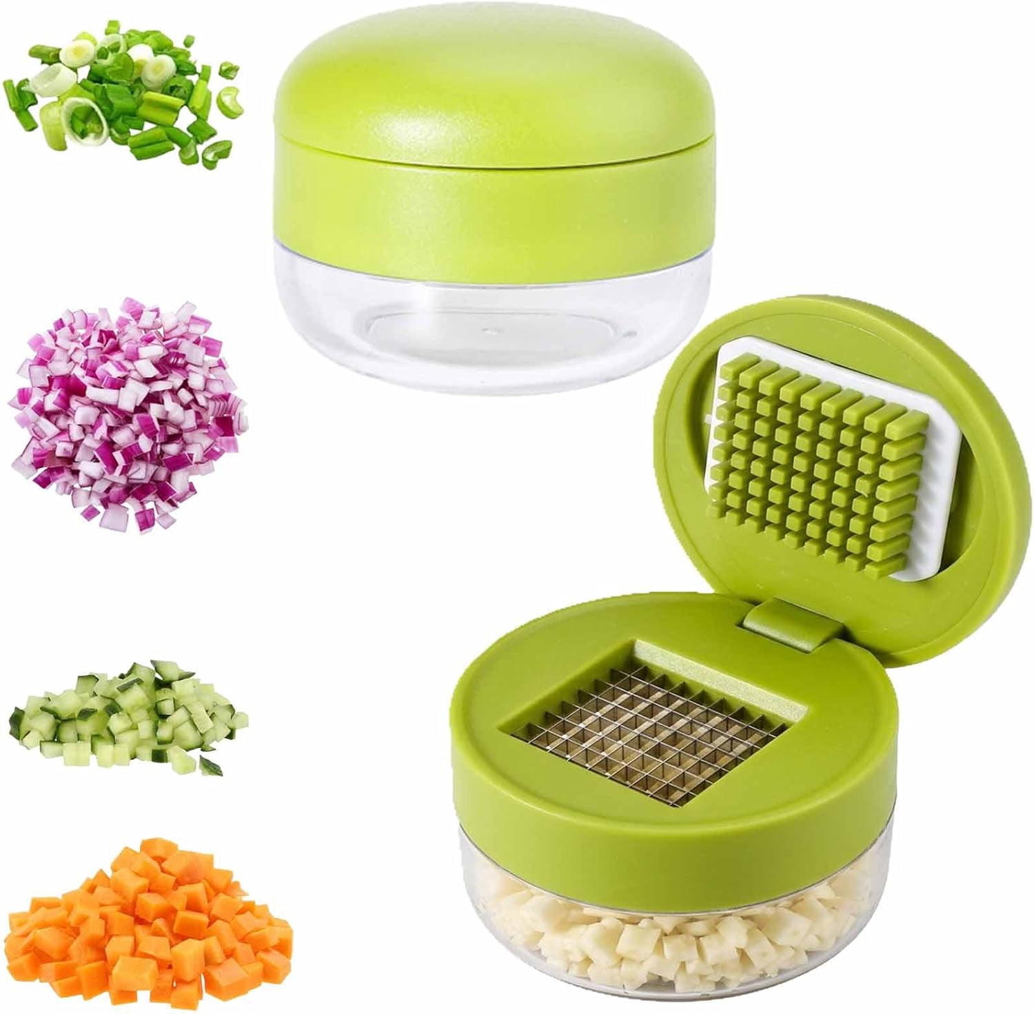 Stainless Steel Garlic Press, Mess-Free Garlic Chopper with Integrated Container, Mini Garlic Mincer Tool, Dishwasher Safe (1 Piece)