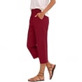 thumbnail image 2 of Miluxas Women's Lightweight Business Casual Capri Pants Elastic Waistband Tapered Loose Fit Capris with Pockets for Summer Daily Wear Loungewear Red, 2 of 5