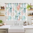thumbnail image 2 of Teal Red Jellyfish Coastal Kitchen Curtains Window Panels, Summer Beach Coral Starfish Nautical Insulated Window Treatment Curtain, Grommet Curtains for Bedroom/Living Room, 2 Piece 52"Wx72"L, 2 of 8
