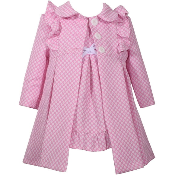 Bonnie Jean Baby-Girls Houndstooth Coat and Dress Set (2T, Polka Pink)