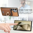 thumbnail image 3 of Phone Case for Samsung Galaxy S24 Ultra, Ultra Slim Phone Grip Ring Stand PU Leather Detachable Magnetic Credit Card Holder Drop Protective Case Cover Compatible with Samsung Galaxy S24 Ultra, Brown, 3 of 6