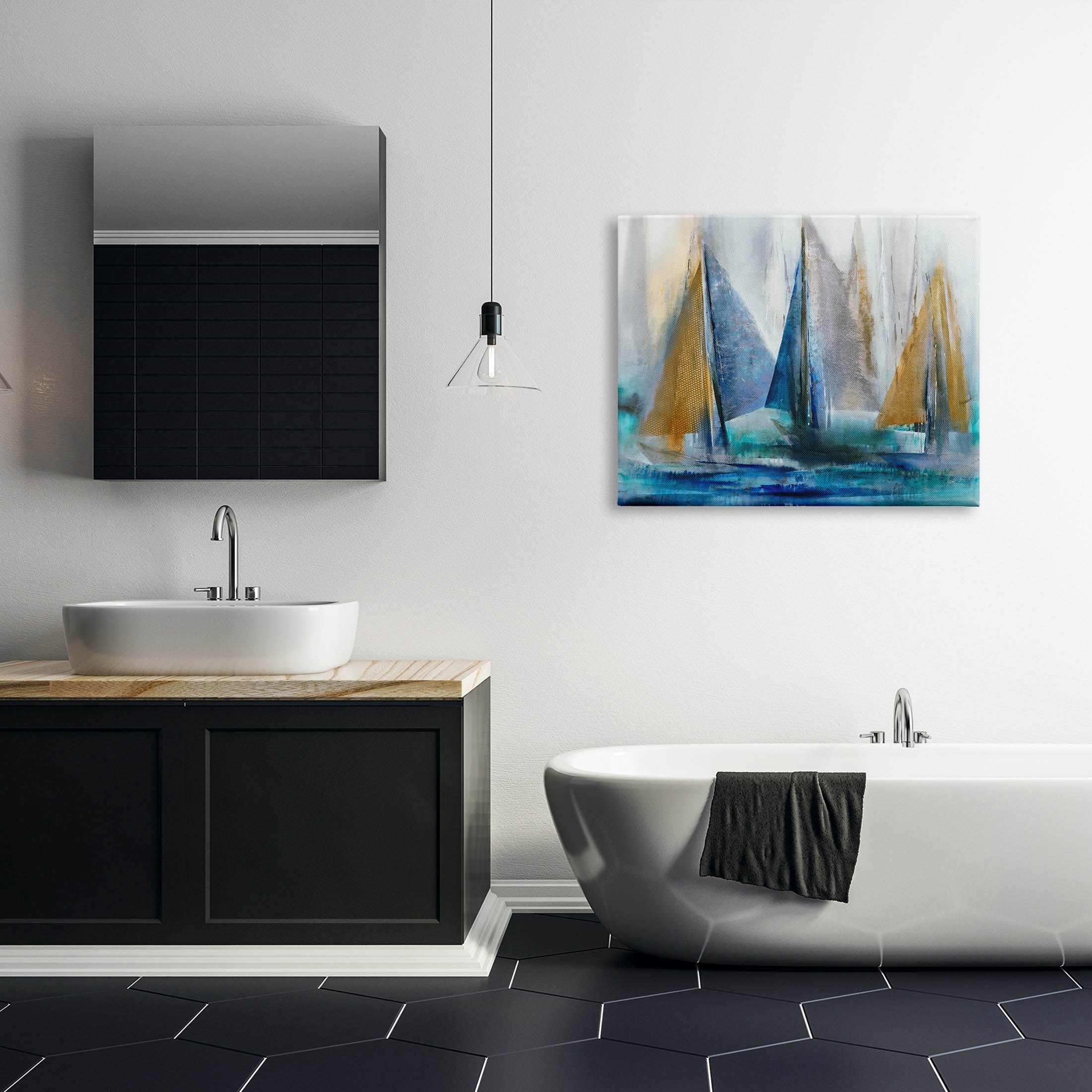 Stupell Industries Layered Sailboat Collage Graphic Art Gallery Wrapped Canvas Print Wall Art, Design by K. Nari