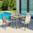 thumbnail image 2 of Patio Dining Set 4 Pieces Noelse Outdoor Patio Furniture with Detachable umbrella hole, Table and 4 Stackable Textilene Chairs for Porch, Poolside, Yard, Brown, 2 of 10