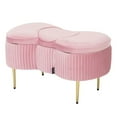 thumbnail image 2 of Impressions Vanity Hello Kitty Bow Velvet Ottoman Bench with Storage, Gold Metal Legs (Pink), 2 of 7