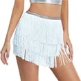 thumbnail image 6 of AGWOLF Women Belly Dance Skirt Tassel Fringe Skirts Sparkly Sequin Hip Scarf Party Rave Costume, 6 of 6