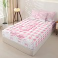 thumbnail image 2 of Manfei Ribbon Bow Knot Zipper Twin Comforter Sets with Fitted Sheet and 2 Pillowcases,Alphabet J Design Zipper Bedding Set,Pink Reversible,4pcs, 2 of 7
