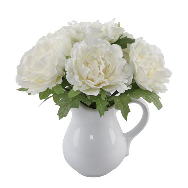 Flora Bunda SP1805E-WH 11.5' TALL White PEONY IN CERAMIC