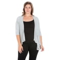 thumbnail image 2 of Plus Size Open Front Elbow Sleeve Cardigan, 2 of 9