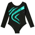 thumbnail image 3 of YONGHS Kids Girls Shiny Rhinestone Long Sleeve Gymnastic Leotard Ballet Dance Athletic Bodysuit Top Blue Green 6, 3 of 5