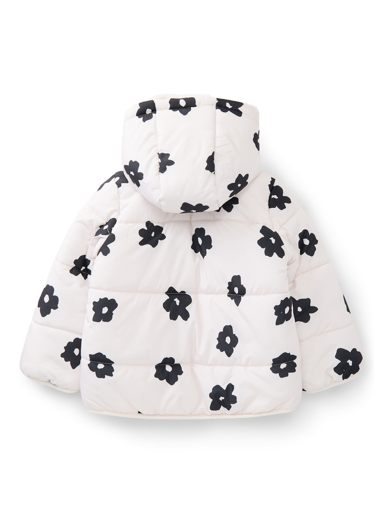 Jessica Simpson Toddler Girls Floral Puffer Jacket with Hood, Heavyweight, Sizes 2T-5T