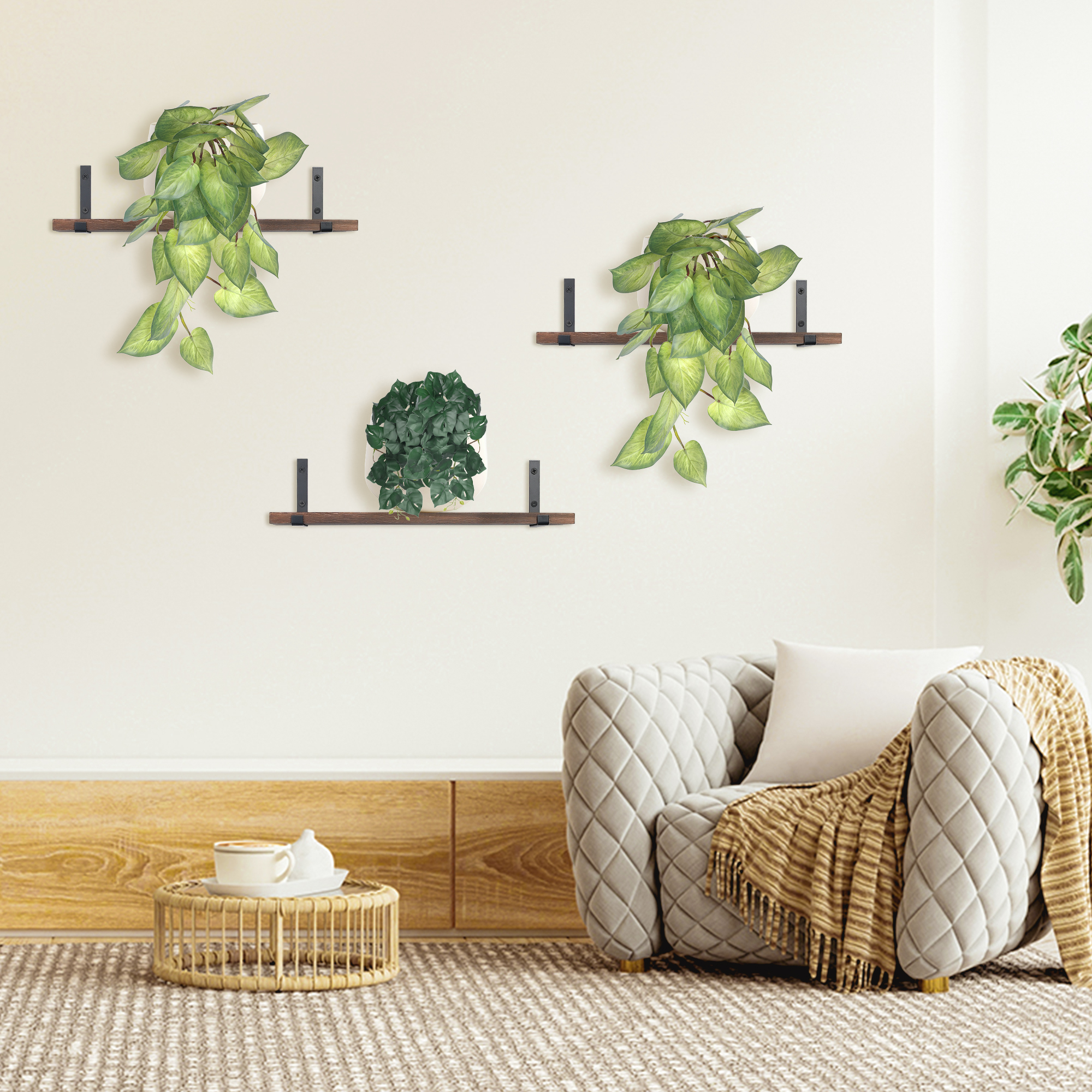 Unique Bargains Artificial Stems Leaves Fake Greenery Plants Faux Leaf Decor Green Pothos