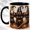 Black, variant on Halloween Cat Trio Coffee Mug, Pumpkin Owl Mug, Ceramic 11 oz